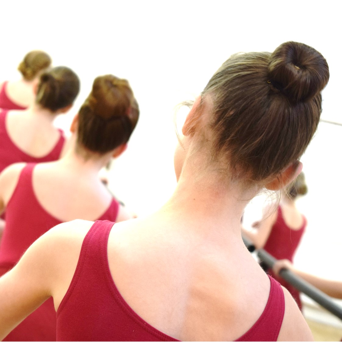 Ballet students at SK Dance Studio in Shevington, Wigan with hair in a bun